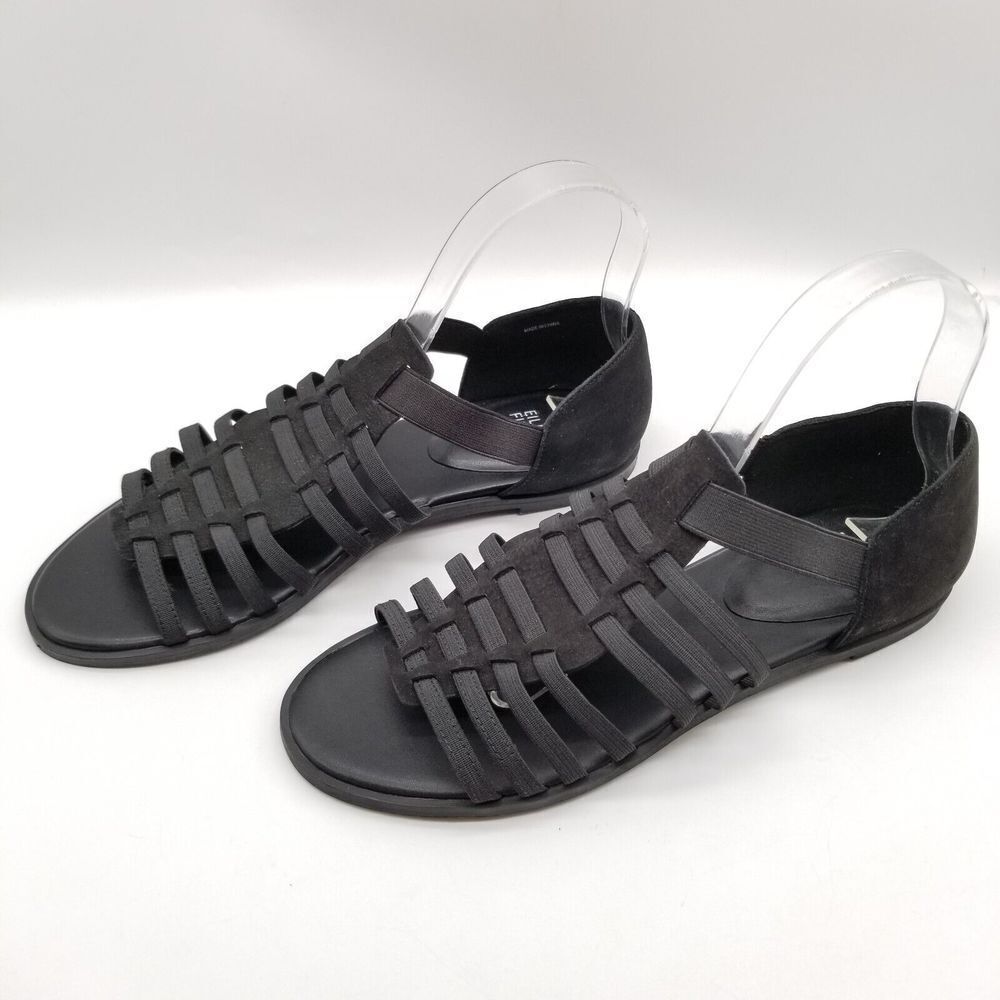 Eileen Fisher Women Rato Elastic Strappy Sandals Size 6.5 Black Flats